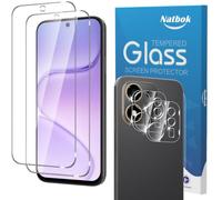 Natbok 2+2 Pack Screen Protector for Honor 600 Smart 5G, 2 Tempered Glass + 2 Camera Lens Protector 9H Hardness Anti-Fingerprints No Bubbles HD-Clear Case Friendly Phone Film for Honor 600 Smart