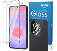 Natbok 2+2 Pack Screen Protector for Samsung Galaxy A27 4G/5G, Tempered Glass & Camera Lens Protector 9H Hardness Anti-Fingerprints No Bubbles HD-Clear Case Friendly Phone Film for Samsung A27