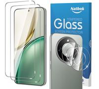 Natbok 2+2 Pack Tempered Glass for Honor Magic 8 Lite 5G Screen Protector & Camera Lens Protector,9H Hardness,Ultra Resistant,Anti-Fingerprints,No Bubbles,HD-Clear Phone Film for Honor Magic8 Lite