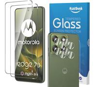 Natbok 2+2 Pack Tempered Glass for Motorola Moto Edge 70 5G Screen Protector & Camera Lens Protector,9H Hardness,Ultra Resistant,Anti-Fingerprints,No Bubbles,HD-Clear Phone Film for Moto Edge 70