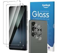 Natbok 2+2 Pack Tempered Glass for Sony Xperia 1 VII 5G Screen Protector & Camera Lens Protector,9H Hardness,Ultra Resistant,Anti-Fingerprints,No Bubbles,HD-Clear Phone Film for Xperia 1 VII