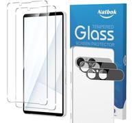 Natbok 2+2 Pack Tempered Glass for Sony Xperia 10 VII Screen Protector & Camera Lens Protector,9H Hardness,Ultra Resistant,Anti-Fingerprints,No Bubbles,HD-Clear Phone Film for Sony Xperia 10 VII
