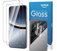 Natbok 2+2 Pack Tempered Glass for Xiaomi Poco F7 Screen Protector & Camera Lens Protector,9H Hardness,Ultra Resistant,Anti-Fingerprints,No Bubbles,HD-Clear Phone Film for Poco F7