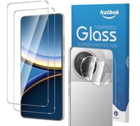 Natbok 2+2 Pack Tempered Glass for Xiaomi Poco F7 Ultra 5G Screen Protector & Camera Lens Protector,9H Hardness,Ultra Resistant,Anti-Fingerprints,No Bubbles,HD-Clear Phone Film for Poco F7 Pro 5G