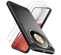 Natbok Cover for Honor Magic 8 Lite 5G Case, with 2 Pack Screen Protector, [Carbon Fiber Texture] Shockproof Soft Flexible TPU Slim Anti-Scratch Honor Magic8 Lite Phone Case Cover, Black