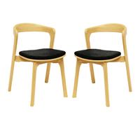 natchez natural wooden stacking side chairs with black seat in pair