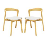 natchez natural wooden stacking side chairs with white seat in pair
