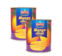 Natco-'s Alphonso Mango Slices in Syrup 425g Indian Alphonso Mango Pieces, Ready to Eat Sweet Tropical Fruit, Dessert Topping Pack of 2