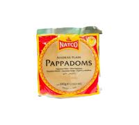 Natco's Madras Plain Pappadoms 200g Authentic Indian Lentil Crisps Ready to Fry Snack Traditional South Asian Cuisine Product from India Pack of 1