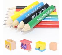 NatCot Triangular Fat Pencil for 2-8 Years Old Kids Use, 3.5-inch 10 Pencil with Pencil Sharpener and Eraser Girl-B Style