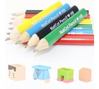 NatCot Triangular Fat Pencil for 3-8 Years Old Kids Use, 3.5-inch 10 Pencil with Pencil Sharpener and Eraser Boy-A Style