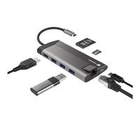 Natec MULTIPORT Fowler Plus USB-C HUB USB 3.0 3X HDMI 4K USB-C PD RJ45 SD Micro SD