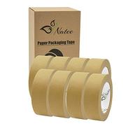 NATEE® Kraft Paper Packaging Tape | Fully Recyclable Sticky Tapes | Strong Eco-Friendly Kraft Paper for Packing Parcels and Boxes | Brown Paper Packaging (36mm x 50 Metres, Pack of 8)
