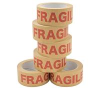 NATEE Strong Paper Packaging Tape | Eco-Friendly | Fully Recyclable | Fragile Printed Kraft Paper for Packing Parcels and Boxes | Brown Paper Packaging for Moving House | 50m x 50mm Width | 6 Rolls