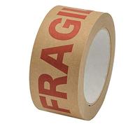 NATEE® Strong Paper Packaging Tape | Eco-Friendly | Fully Recyclable Rolls | Fragile Printed Kraft Paper for Packing Parcels and Boxes | Brown Sticky Tapes 50m x 50mm Width (1)