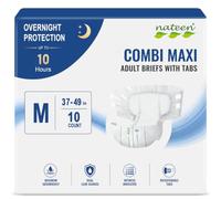 Nateen Combi Maxi Adult Diapers with Tabs for Men & Women, Maximum Absorbency Incontinence Briefs,Overnight Protection, Leakproof Disposable Adult Underwear. Medium, 10Count
