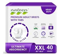 Nateen Combi Ultra Adult Diapers with Tabs for Women and Men, Ultimate Absorbency Protective Incontinence Briefs, Heavy Duty, Leakproof and Skin-Friendly Incontinence Underwear.XX-Large, 40Count