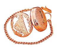 NATEFEMIN Railway Steam Train Pocket Watch with Chain, with Music Box on The Back, Musical Movement Pocket for Fun