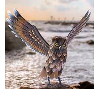 Natelf Garden Owl Sculptures & Statues, Standing Metal Bird Yard Art Sculpture for Patio Backyard Pond Outdoor Decorations