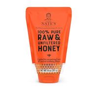 Nate's 100% Pure, Raw and Unfiltered Honey, Durable Squeeze Bag Without Drops; Purity Guarantee, No Additives, 14 oz