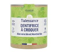 Natessance - Chew Toothpaste - Solids - Organic Aloe Vera and Organic Menthol - Organic Cosmos Organic Certified - Box 100% Recyclable 80 Tablets