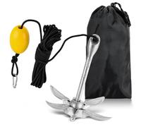 NATGAI Kayak Anchor Kit, 1.5 kg Folding Anchor with 12 m Rope | Galvanised Carbon Steel Grapnel Anchor for Paddle Boards, Canoes, Jet Skis and Small Boats