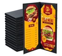 NATGAI Menu Covers 4.25" x 11", 15 Pack 2 View PU Leather Menu Cover Menu Holders, Waterproof Double View Restaurant Menu Covers, Fit for Restaurant Bar Cafe Hotel Wine List