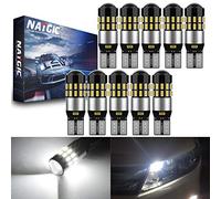 NATGIC 10PCS 168 W5W T10 194 LED Bulbs, CanBus Error Free LED Bulbs 3014 30SMD for Car Interior Light Dome Lights Reading Lights Number Plate Lights Position Lights, DC 12-24V 6000K Xenon White