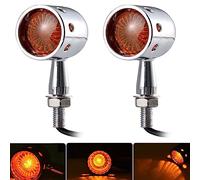 NATGIC 2PCS Motorcycle Turn Signal Light Amber/Yellow Silver CNC Anodized Billet Aluminum Motorcycle Indicator Light Running Light Motocycles Side Light Lamps Tail Light LED Bulb(Silver)