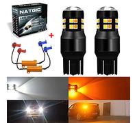 NATGIC 7443 7444NA 7440 7440NA 7441 992 Led Bulbs 3030 24 - SMD 6500K 2400LM Dual Color LED Bulbs White/Amber Canbus Error Free Turn Signal Light with 50W 8ohm Load Resistors