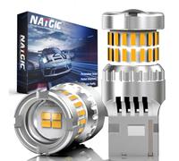 NATGIC Amber 7440 T20 LED Bulbs Yellow Canbus Error Free Turn Signal Light W21W Led Built-in Resistor No Hyper Flash No Errors For Blinker Light Indicator Light Side Marker Light 4000Lm 20W(Pack Of 2)