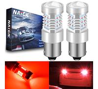 NATGIC BAU15S 1156 7507 PY21W LED Bulbs Red 21 - EX 2835 SMD Chipsets with Lens Projector for Brake Stop Tail Backup Reverse Lights, 10-16V 10.5W (2-Pack)