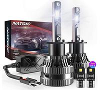 NATGIC H1 LED Headlight Bulbs with 2 Pcs T10 LED Bulbs, 300% Brightness H1 High / Low Beam Conversion Kit with Upgraded EMC Intelligent Driver, 70W 12000LM Xenon White 6500K (Total 4 LED Bulbs)
