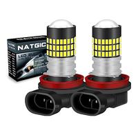 NATGIC H11 H8 H9 LED Bulbs Xenon White 1800LM 3014SMD 78-EX Chipsets with Lens Projector for Fog Light Daytime Running Light Automotive Driving Lamp, 6500K,12-24V(2-Pack)