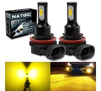 NATGIC H11 H8 H9 LED Fog Light Bulbs High Power 75W Latest 3570 CSP Integrated Chips 3000K Golden Yellow & 2400LM for Fog Light Bulbs Daytime Running Light DRL Driving Lamp (Pack of 2)