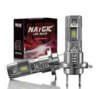 NATGIC H7 LED Headlight Bulb, Fanless H18/H7 Led Bulb 16000LM 80W,1:1 Size 300% Brightness 6000K White Light Conversion Kit, Plug And Play, For Fog Light/Low Beam,Pack of 2