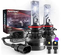 NATGIC HB4 LED Headlight Bulbs with 2 Pcs T10 LED Bulbs, 300% Brightness 9006 LED Bulb Conversion Kit with Upgraded EMC Intelligent Driver, 70W 12000LM Xenon White 6500K (Total 4 LED Bulbs)