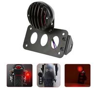 NATGIC Motorcycle Tail Light Brake Light 12V Running Light Indicator Lights License Plate Light Stop Light with Bracket - Black Shell + Red Lights