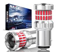NATGIC Red 1157 BAY15D LED Bulbs Canbus Error Free For Brake Lights,BAY15D Bulb For Center Brake,P21/5W LED Bulb Replacement For Taill Backup Reverse DRL Signal Parking Light 4000Lm 20W(2 PCS)