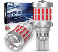 NATGIC W16W LED Bulb Canbus Error Free, 2PCS 921 912 T15 LED Reverse Light With Lens 12V-36V 4000ML 33PCS Chipsets for Cars Back Up Light Bulbs, Daytime Running Lights, Reversing Lights (Red, 3500K)