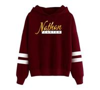 Nathan Carter Hoodie Pocketless Parallel Bars Sleeve Streetwear Women Men Hooded Sweatshirts (Wine red,XL)