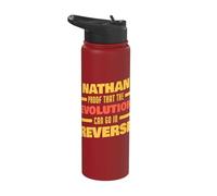 Nathan Evolution Can Go in Reverse Saying Funny Nathan Name Stainless Steel Insulated Water Bottle