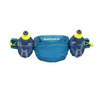 Nathan Hydration Running Belt with Flasks and Storage Pockets. Trail Mix Plus., Blue/Safety Yellow, Regular, Ns30490 Ns30510
