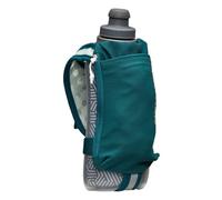 Nathan Insulated Handheld Flask 18oz - Double-Wall Insulation - Ergonomic Grip with Blast Valve Cap - Secure Pockets for Phone/Keys - Reflective - Ideal for Running, SpeedDraw 2, Deep Teal, 18 Ounces