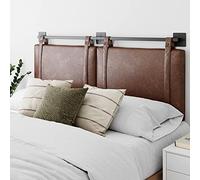 Nathan James Harlow Modern Wall Mount Hanging Headboard, Queen, Brown Faux Leather