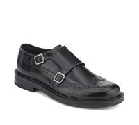 Nathan Leather Double Monk Shoes - Black Size 8