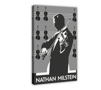 Nathan Milstein Violin Virtuoso Silhouette Canvas Poster Wall Art Decor Print Picture Paintings for Living Room Bedroom Decoration 24x36inch(60x90cm) Frame-style-2