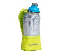 NATHAN Running Handheld Water Bottle Adjustable No-Grip Quick Squeeze Lite Hand Strap. 12 oz Insulated Water Bottle. Reflective Hydration