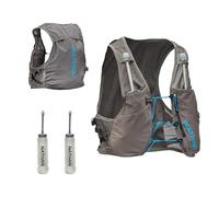 Nathan Unisex Hydration Vest - Lightweight, Quick-Fit Size Adjustment, Reflective, Includes Two 14oz Hydrapak Flasks, 4L Storage, Six Pockets for Running Essentials,Pinnacle Breeze, Charcoal, XXL