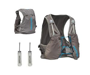 Nathan Unisex Hydration Vest - Lightweight, Quick-Fit Size Adjustment, Reflective, Includes Two 14oz Hydrapak Flasks, 4L Storage, Six Pockets for Running Essentials,Pinnacle Breeze, Charcoal, XXL